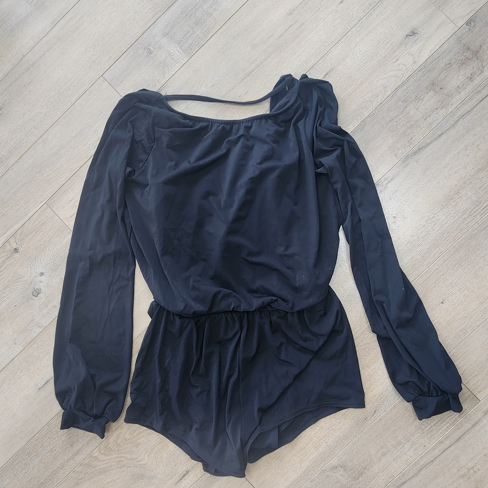 Elegant Navy Long Sleeve Romper
